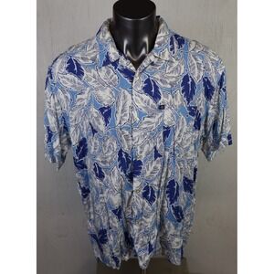 Vintage Ralph Lauren Loop Collar Shirt Button Front Floral Blue Size L‎ Rayon